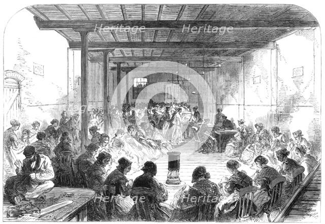 The Distress in East London: sewing-class in Berner-Street, Commercial-Road East, 1868. Creator: Unknown.