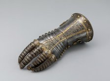 Gauntlet from a Tournament Garniture of a Hapsburg Prince, Augsburg, 1571. Creator: Anton Peffenhauser.