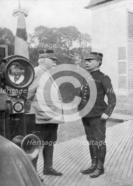 French First World War generals Joseph Joffre and Ferdinand Foch, Flanders, 1914. Artist: Unknown