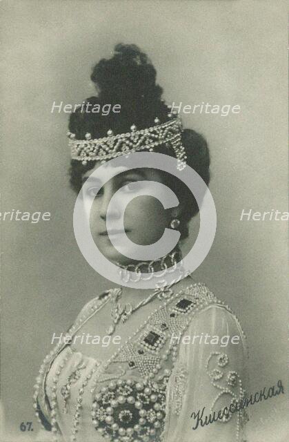 Matilda Kschessinska as Princess Aspicia in the ballet "The Pharaoh's Daughter" by Marius Petipa and Creator: Anonymous.