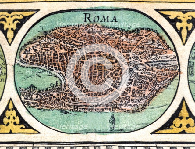 Rome, colored engraving from the book 'Le Theatre du monde' or 'Nouvel Atlas', 1645, created, pri…