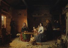 Playing the Kantele in a Peasant Cottage , 1868. Creator: Ekman, Robert Wilhelm (1808-1873).