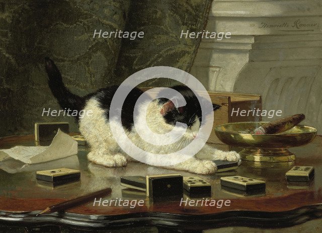 Kitten's Game, ca 1860-1870. Artist: Ronner-Knip, Henriëtte (1821-1909)