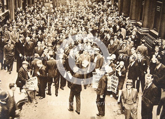 Crowd outside London Stock Exchange after fall of the Hatry Group, 1929. Artist: Unknown