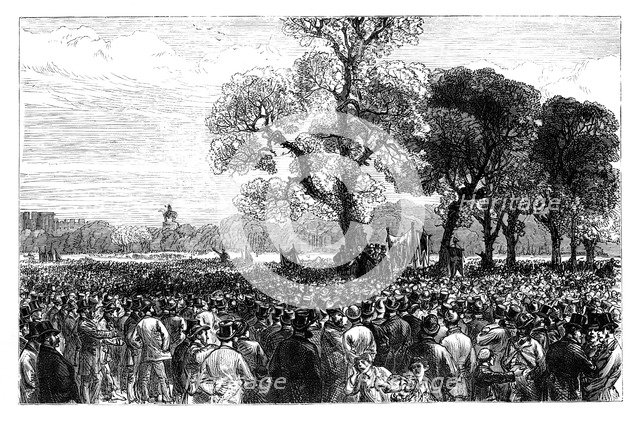 Great demonstration at the Reformers Tree in Hyde Park, London, mid 19th century. Artist: Unknown
