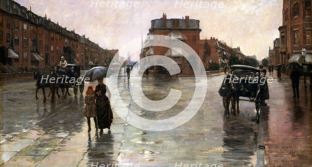 Rainy Day, Boston, 1885. Artist: Hassam, Childe (1859-1935)