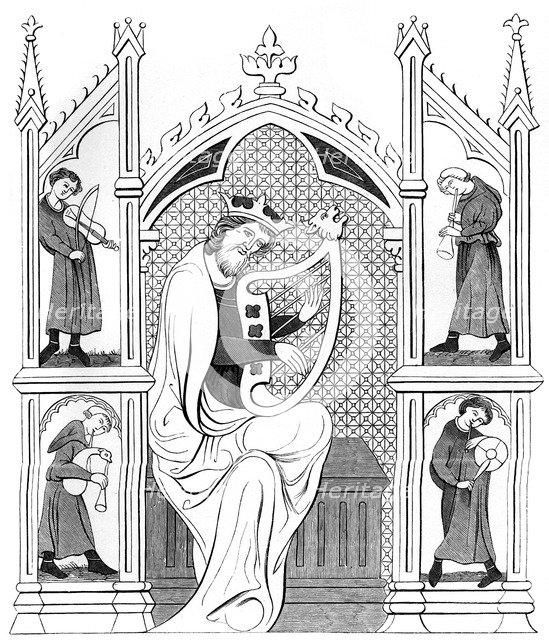 Music concert, 13th century (1849).Artist: A Bisson