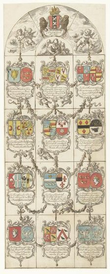 Design for stained glass window 14 donated by the mayors and councils of Amsterdam, 1666. Creator: Pieter Jansz.