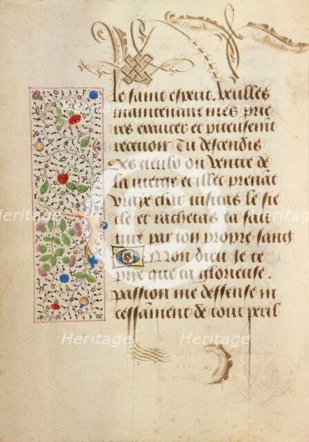 Decorated Text Page; Prayer Book of Charles the Bold, 1469. Creator: Unknown.