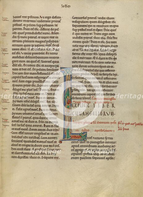 Initial L: Saint Luke as the Ox; New Testament (with Canons of Priscillian), about 1170. Creator: Unknown.