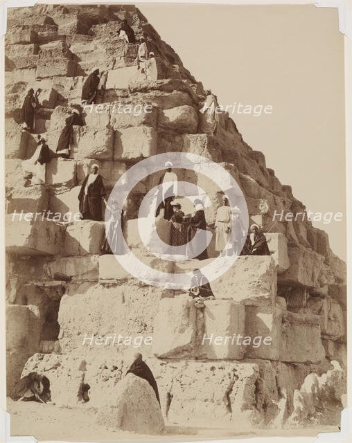 Posing for Pictures on the Great Pyramid at Giza, between 1860 and 1900. Creator: Zangaki.