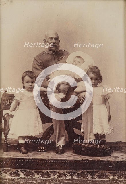 Portrait of Emperor Franz Joseph I with grandchildren, c.1900. Creator: Photo studio Rudolf Krziwanek, Vienna  .