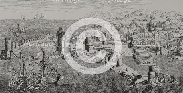 Plan of the Island of Rhodes in the 15th century, (1877).  Creator: Jules Jean Marie Joseph Huyot.