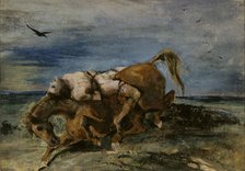 Mazeppa on the Dying Horse, 1824. Creator: Eugene Delacroix.