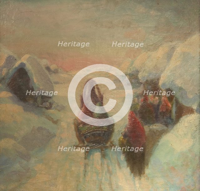 Winter. Sledge driving. Artist: Pervukhin, Konstantin Konstantinovich (1863-1915)