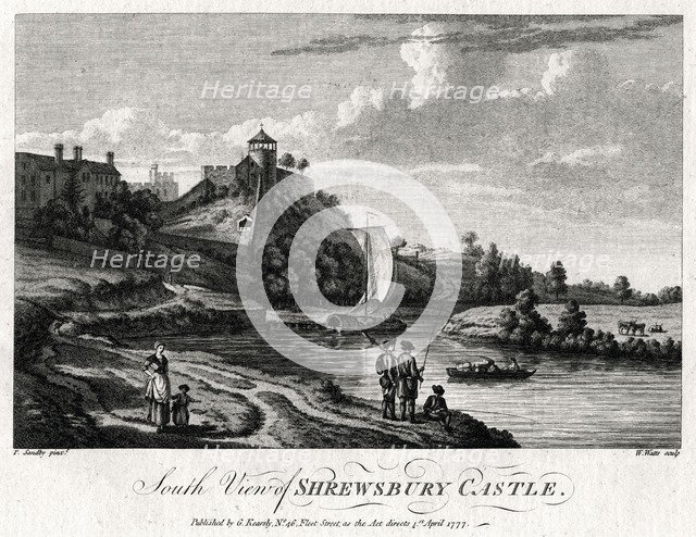 'South view of Shrewsbury Castle', Shropshire, 1777. Artist: William Watts