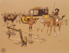 A Berliet car stuck in the middle of cattle, 1906. Artist: Unknown