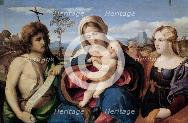 Madonna and Child with Saint John the Baptist and Mary Magdalene, 1520-1523. Artist: Palma il Vecchio, Jacopo, the Elder (1480-1528)