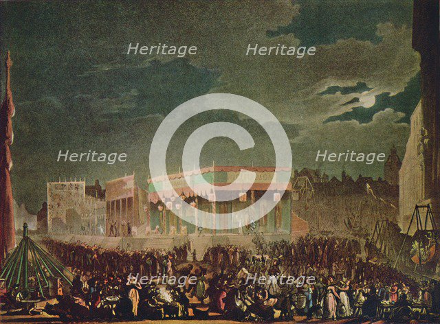 'Bartholomew Fair: From the Outside', 1942. Artists: Thomas Rowlandson, Augustus Charles Pugin.