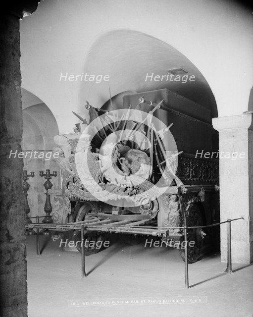 Duke of Wellington's funeral carriage, St Paul's Cathedral, City of London, c1870-c1900. Artist: York & Son.
