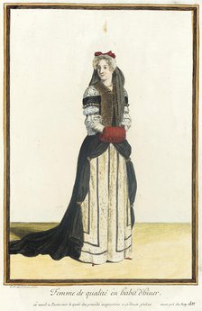 Recueil des modes de la cour de France, 'Femme de Qualité en Habit d'Hiuer', 1683. Creator: Jean de Dieu.
