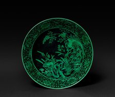 Dish with Narcissus and Rocks (interior); Floral Scrolls (exterior), 1736-1795. Creator: Unknown.