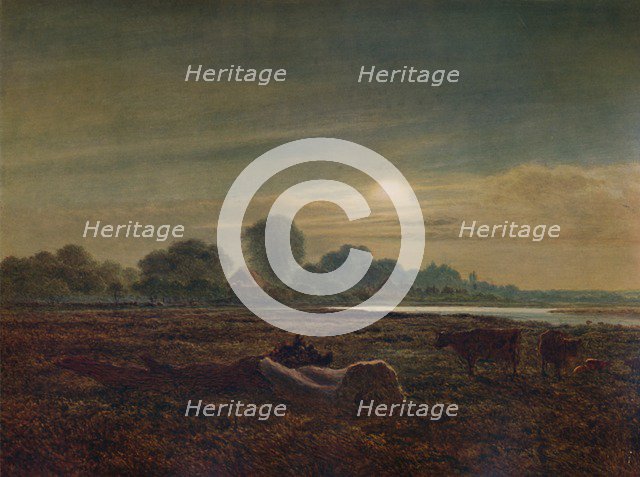 'River Scene by Moonlight, with Cattle', 1879, (1935). Artist: Arthur Gilbert.
