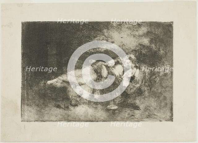 Reclining Woman with a Child, 1890/99. Creator: Domenico Morelli.