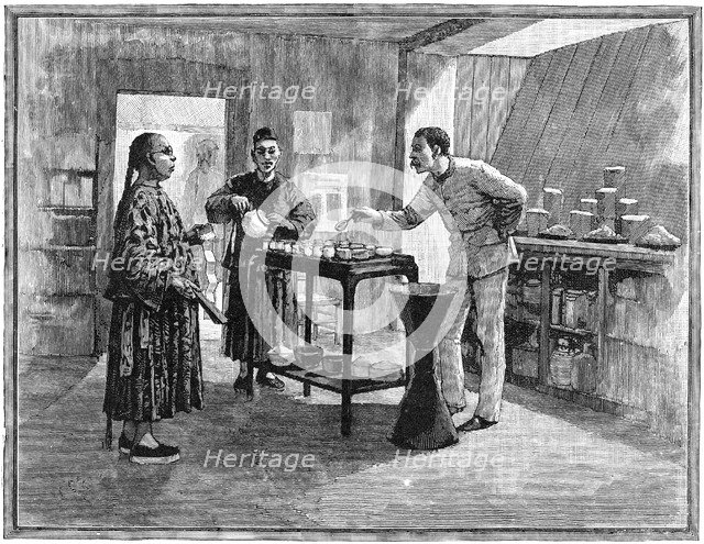 Tasting tea in China, 1888. Artist: Unknown