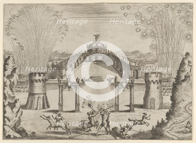 Pantomime with fireworks performed for the marriage of Emperor Leopold I to the Infanta Ma..., 1666. Creator: Melchior Küsel.