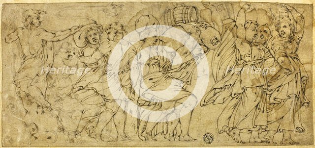 Men and Women Carrying Barrels and Bundles, n.d. Creator: Unknown.