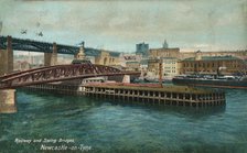 Railway and Swing Bridges, Newcastle-upon-Tyne, c1905. Artist: Unknown.
