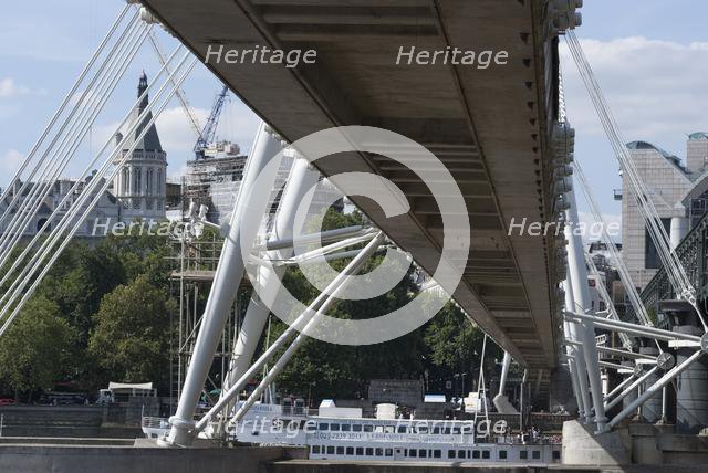 Hungerford Bridge, River Thames, London, England, UK, 3/9/10. Creator: Ethel Davies.