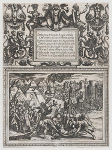 Plate 12: Illustration to Canto XII, from Torquato Tasso's 'Gerusalemme liberata ..., ca. 1590-1630. Creator: Antonio Tempesta.