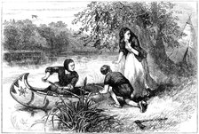 Mrs Dunstan escaping down the Merrimac, late 17th century(?) (c1880). Artist: Unknown