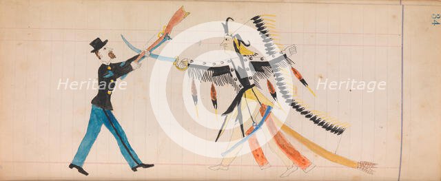 Maffet Ledger: Indian chief and soldier, ca. 1874-81. Creator: Unknown.