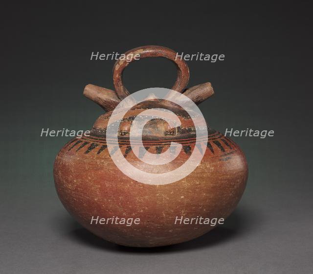 Double-Spouted Vessel with Reclining Figure, c. 1-800. Creator: Unknown.