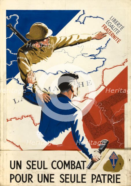Unity of Strength - Inter-allied posters: 'Liberté, Egalité, Fraternité', between 1939 and 1946. Creators: Central Office of Information, Unknown.
