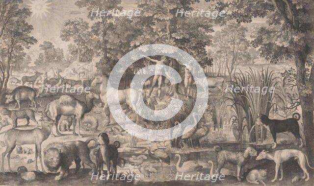 Adam and Eve in Paradise, 1631., 1631. Creator: Nicolaes de Bruyn.