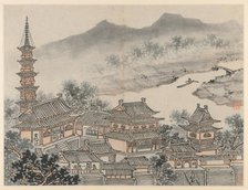 Twelve Views of Tiger Hill, Suzhou: The Thousand Buddha Hall and the Pagoda…, after 1490. Creator: Shen Zhou (Chinese, 1427-1509).