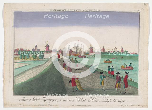 View of the city and West Havendijk in Zierikzee, 1742-1801. Creator: Georg Mathaus Probst.