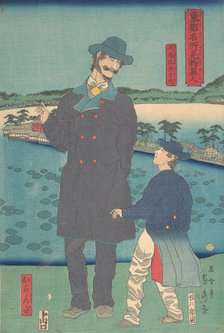 Dutchman and Child Viewing the Benten Shrine at Shinobazu Pond, 7th month, 1861 Creator: Sadahide Utagawa.