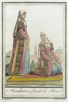 Costumes de Différents Pays, 'Musulmanes Fesant la Priere', c1797. Creators: Jacques Grasset de Saint-Sauveur, LF Labrousse.