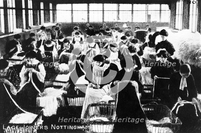 Women lace joiners, Nottingham, Nottinghamshire, c1904. Artist: Unknown