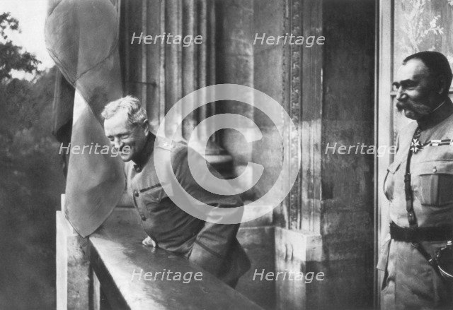 General Pershing on the balcony of the Hotel Crillon, Paris, First World War, 1917. Artist: Unknown