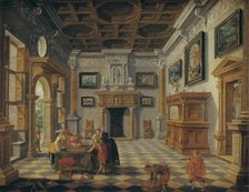 Interior with Backgammon Players at Table, 1622-1630. Creators: Bartholomeus van Bassen, Esaias van de Velde.