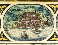 Algiers, colored engraving from the book 'Le Theatre du monde' or 'Nouvel Atlas', 1645, created, …