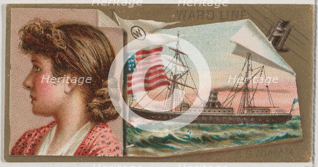 Steamship Niagara, Ward Line, from the Ocean and River Steamers series (N83) for Duke bran..., 1887. Creator: Unknown.