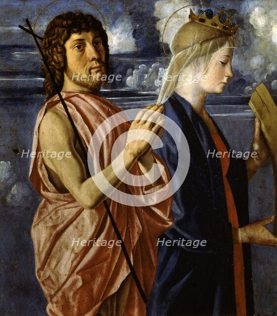 Saint John the Baptist and Saint Catherine of Alexandria (From the Cornalba Polyptych), c. 1496. Creator: Caselli, Cristoforo (ca 1460-1521).