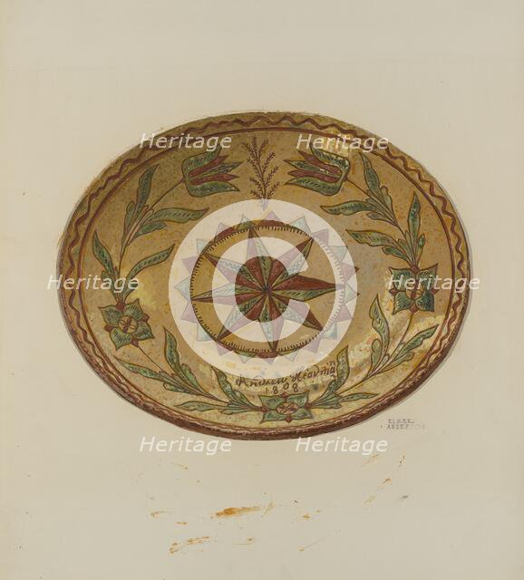 Pennsylvania German Pie Plate, 1935/1942. Creator: Elmer G Anderson.